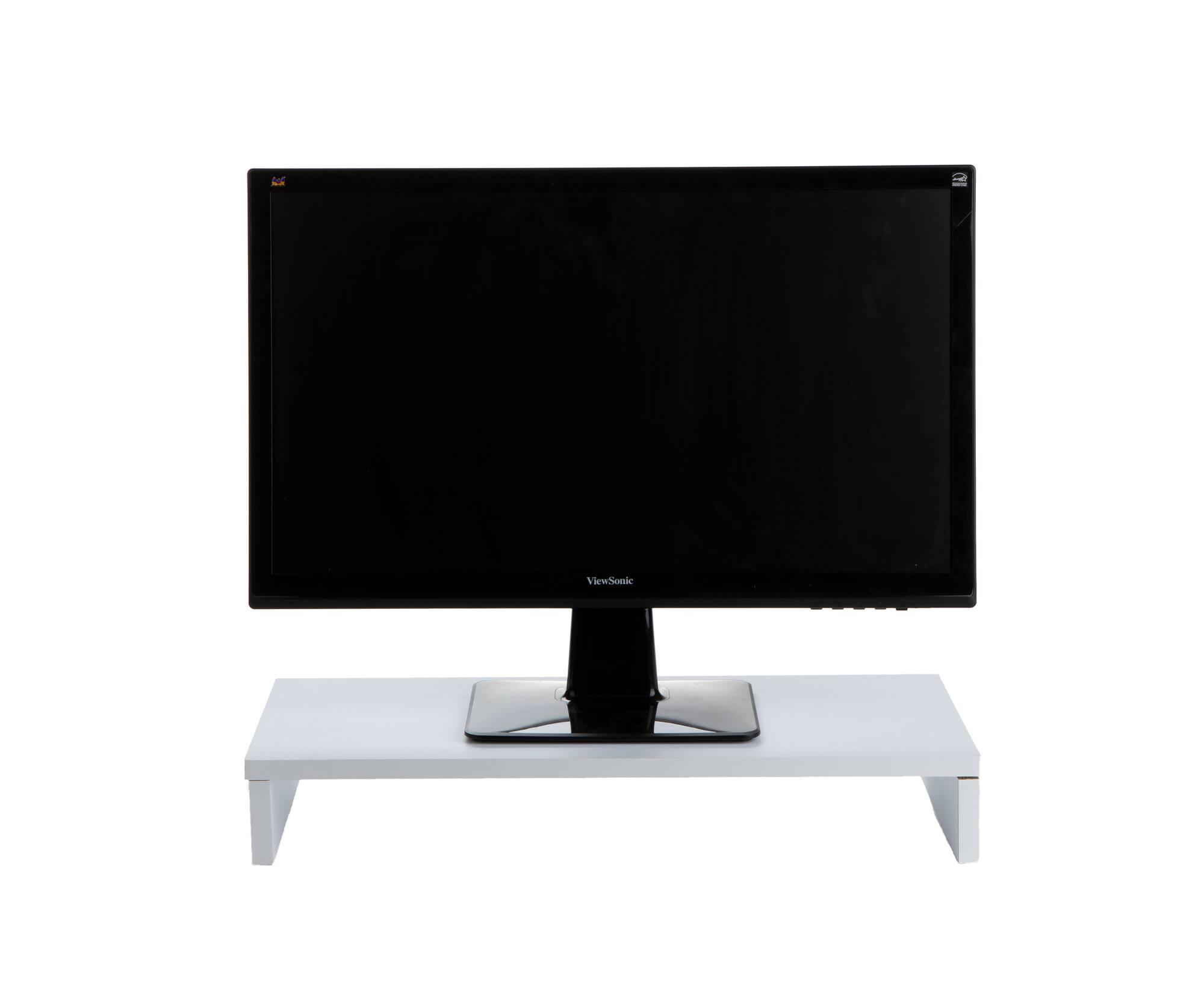 Mind Reader White Wooden Monitor Stand Riser